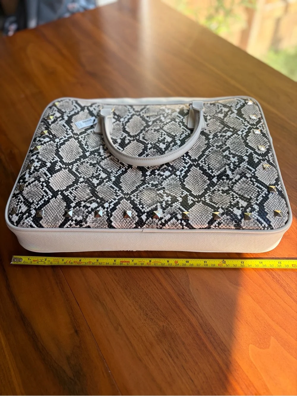 WHBM Snake Print Studded Laptop Bag Briefcase NWT